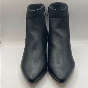 Clarks Black Ankle Booties with Textured Accent